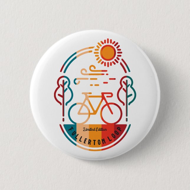 Retro Fullerton Loop Bike Trail T-Shirt 6 Cm Round Badge (Front)