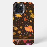 Retro Fun Brown Floral Inspirivity Girly Name