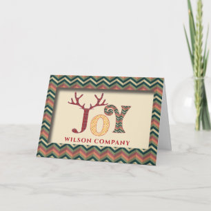 Retro fun elegant typography Joy corporate Holiday Card