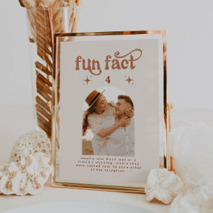 Retro Fun Fact Wedding Photo Table Number