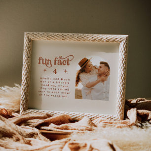 Retro Fun Fact Wedding Photo Table Number