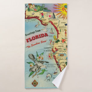 Retro Fun Florida Map Towel