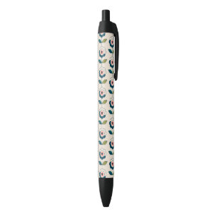 Retro Fun Garden Flower Pattern Black Ink Pen