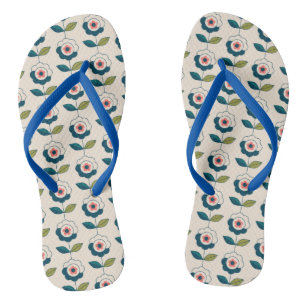 Retro Fun Garden Flower Pattern Jandals