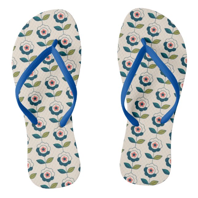 Retro Fun Garden Flower Pattern Jandals (Footbed)