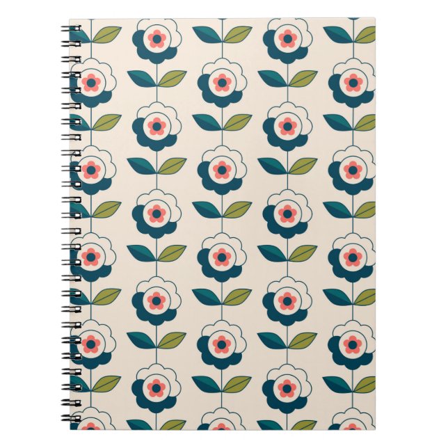 Retro Fun Garden Flower Pattern Notebook (Front)