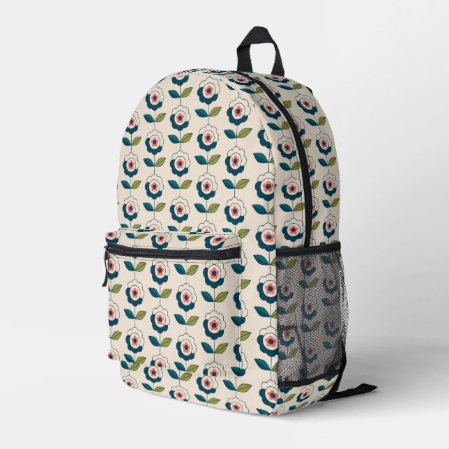 Retro Fun Garden Flower Pattern Printed Backpack (Back Corner Right)