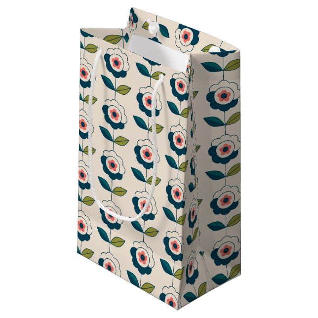 Retro Fun Garden Flower Pattern Small Gift Bag (Front Angled)