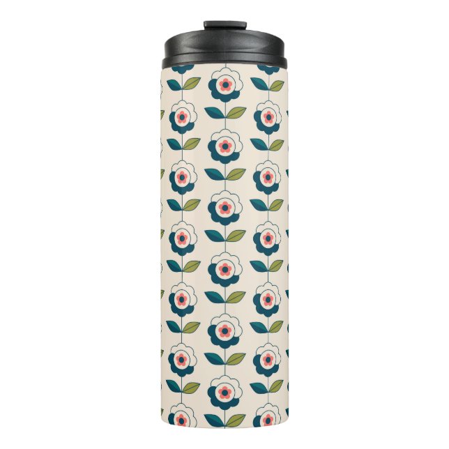 Retro Fun Garden Flower Pattern Thermal Tumbler (Front)
