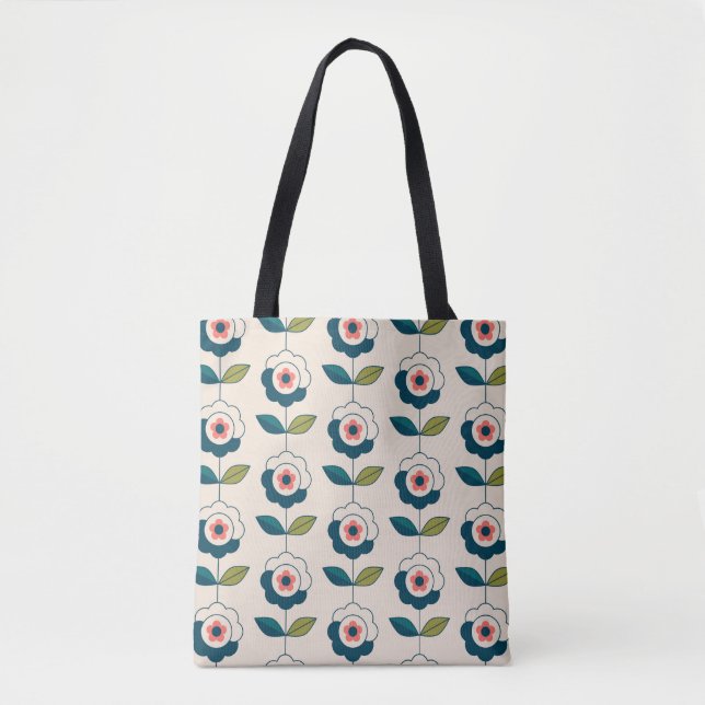 Retro Fun Garden Flower Pattern Tote Bag (Front)