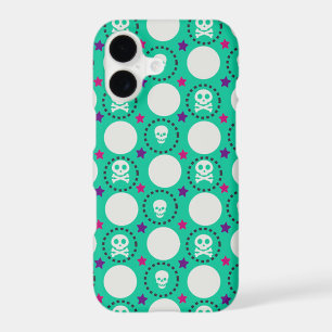 Retro Fun Green Skull Pattern