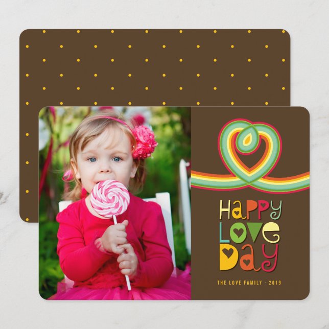 Retro Fun Rainbow Loop Valentine's Day Photo Cards (Front/Back)
