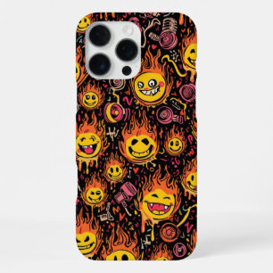 Retro Fun Smile Faces Fireballs 80s Fan iPhone 16 Pro Max Case