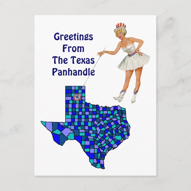 Retro Fun Texas state Map Point Postcard Swapping (Front)
