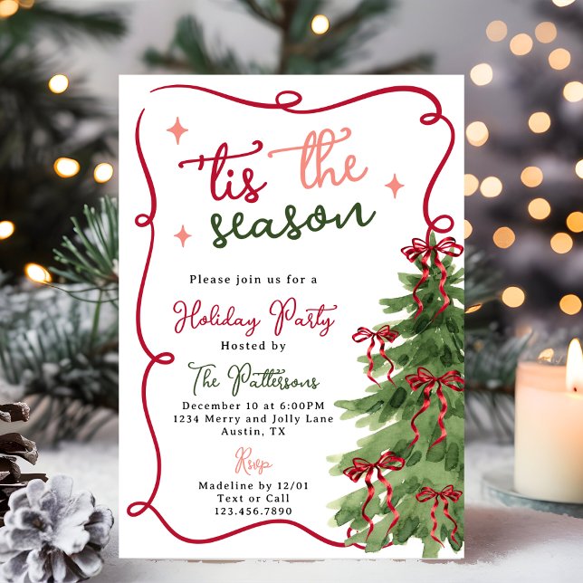 Retro Fun 'Tis The Season Christmas Holiday Party Invitation (Creator Uploaded)