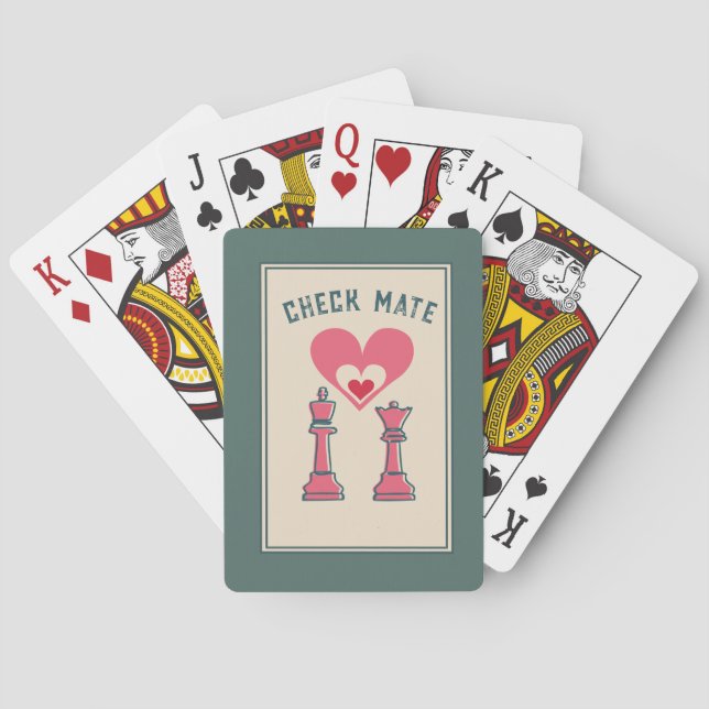 Retro fun Valentine Gifts Checkmate  Playing Cards (Back)