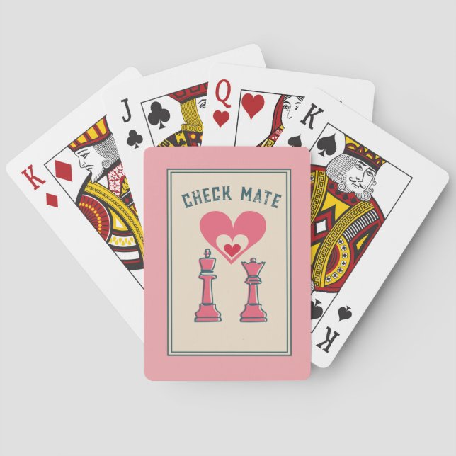 Retro fun Valentine Gifts Checkmate  Playing Cards (Back)