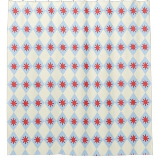 Retro Funhaus Circus Star Diamond Shower Curtain