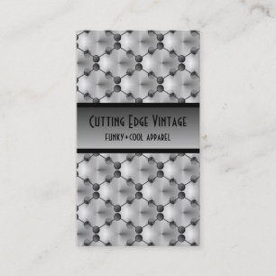Retro Funk Circles Business Card, Metallic Grey Card