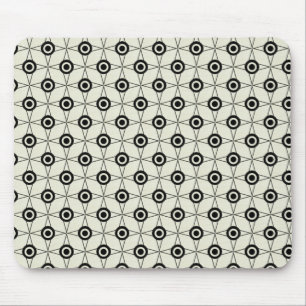 Retro Funk Geometric Mousepad, Black and Ivory Mouse Pad