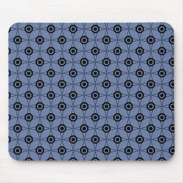 Retro Funk Geometric Mousepad, Soft Blue Mouse Pad (Front)