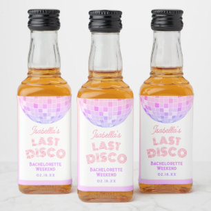 Retro Funky 70s Pink Disco Ball Bachelorette Party Liquor Bottle Label