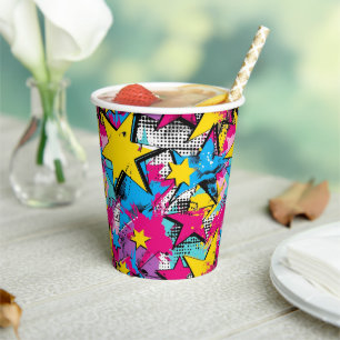 Retro Funky Abstract Comic Pop Pattern Paper Cups