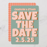 Retro Funky Blue Pink Save the Date QR code<br><div class="desc">Retro Funky Blue Pink Save the Date QR code</div>