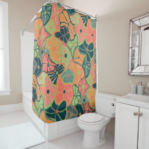 Retro Funky Colorful Flower Pattern Shower Curtain