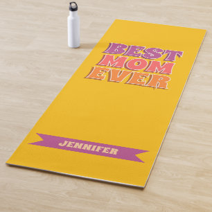 Retro Funky Colourful Best Mum Ever Custom Name Yoga Mat
