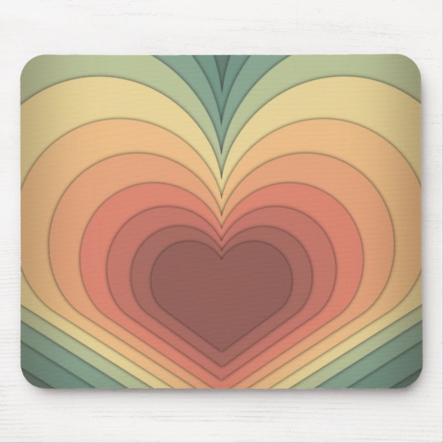 Retro Funky Colourful Heart Mousepad (Front)