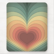 Retro Funky Colourful Heart Mousepad