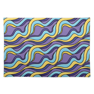 Retro Funky Colourful Waves Midcentury Modern Placemat