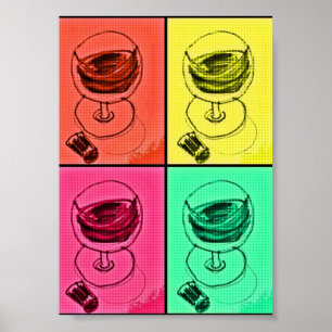 Retro Funky Cool Colourful Wine Glass Print