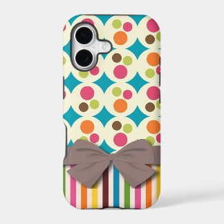 retro funky dots and stripes pattern with faux bow