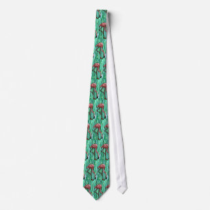 RETRO FUNKY FLAMINGO IN SPANISH MOSS JUNGLE TIE