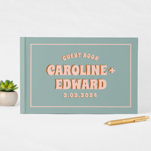 Retro Funky Groovy Colourful Pink Wedding Guest Book