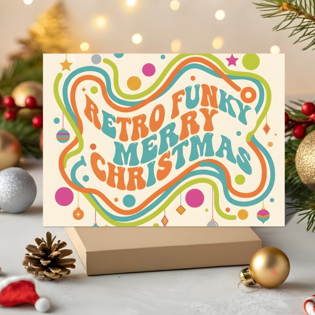 Retro Funky Merry Christmas Holiday Card (Creator Uploaded)