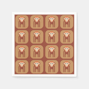Retro Funky Monkey Abstract Cocktail Napkins