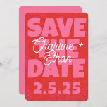 Retro Funky Pink Red Save the Date Qr code<br><div class="desc">Retro Funky Pink Red Save the Date</div>