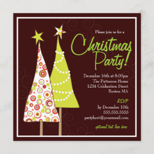 Retro Funky Tree Christmas Party Invitation