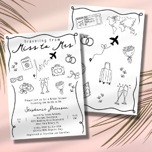 Retro Funky Whimsical Miss to Mrs Bridal Shower Invitation