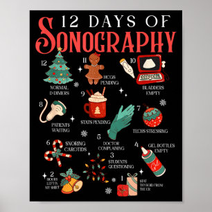 Retro Funny 12 Days Of Sonography Ultrasound Tech Poster