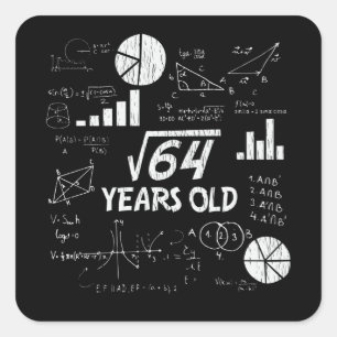 Retro Funny 8th Birthday Math Nerd Gift for Kids Square Sticker