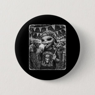Retro Funny Alien Patriotic Ufo Aamerican Usa Flag 6 Cm Round Badge
