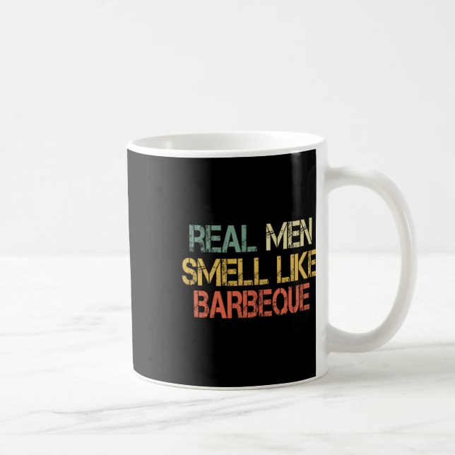 Retro Funny Bbq Grilling Real Men Smell Like Byrbe Coffee Mug (Right)