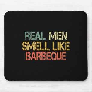 Retro Funny Bbq Grilling Real Men Smell Like Byrbe Mouse Pad