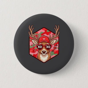 Retro Funny Boys Valentines Day Hunting Deer Camo  6 Cm Round Badge