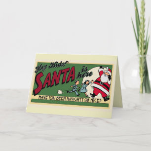 Retro Funny Cartoon Naughty or Nice Cute Christmas Holiday Card