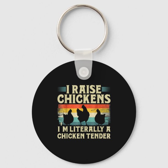 Retro Funny Chicken Lover Gift – I Raise Chickens  Key Ring (Front)